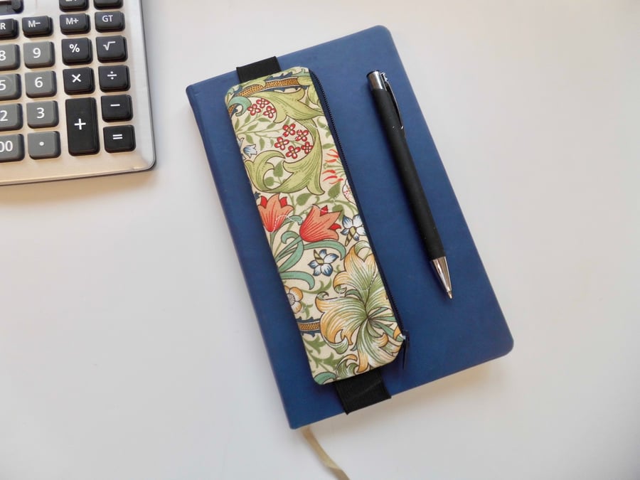 SOLD Pencil case for cover of book diary journal William Morris Golden Lily fab
