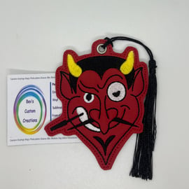 Devil, Embroidered Bookmark,  