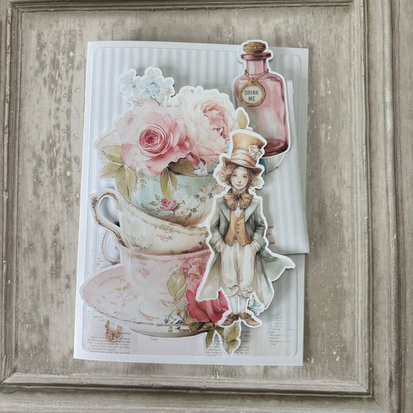 Greeting Card - A Most Curious Tea Party - Mad Hatter - Tea Bag Gift C260