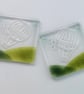 Set of two barware coasters, fused glass hot air balloon wine set, mug mats, avi - Image 2