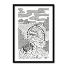 Swans By The Bridge A4 Original Art Pen And Ink Drawing