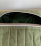 Sage Green Quilted Fabric Box Shape Makeup Bag - Image 5