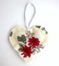 Poinsettia Small Christmas Heart Decoration, Hanging Decoration - Image 4