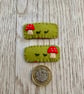 Handmade Felt Woodland Mushroom Hair Clips, Nature Gift - Image 5