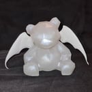 Bat-Bear - Resin Art Bear Figurine - Frosted White - Opal