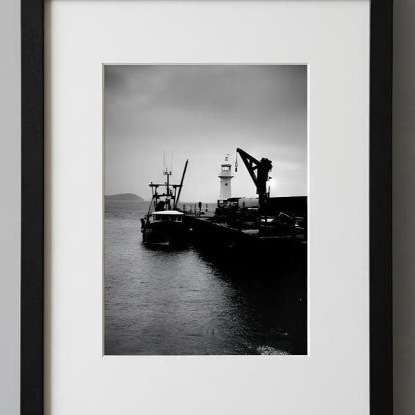 Mevagissey Harbour Print – Cornwall Fishing Boats and Lighthouse