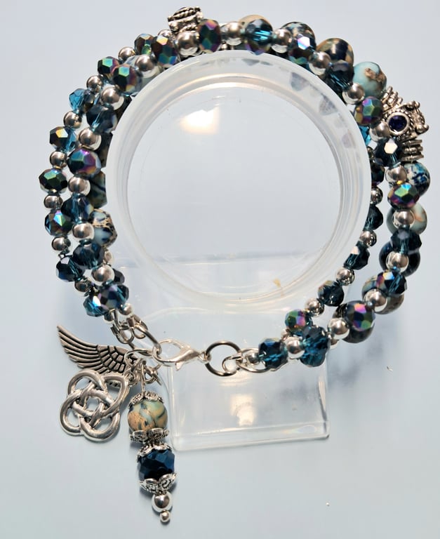 Handmade Three Strand Stack Jasper Bracelet 