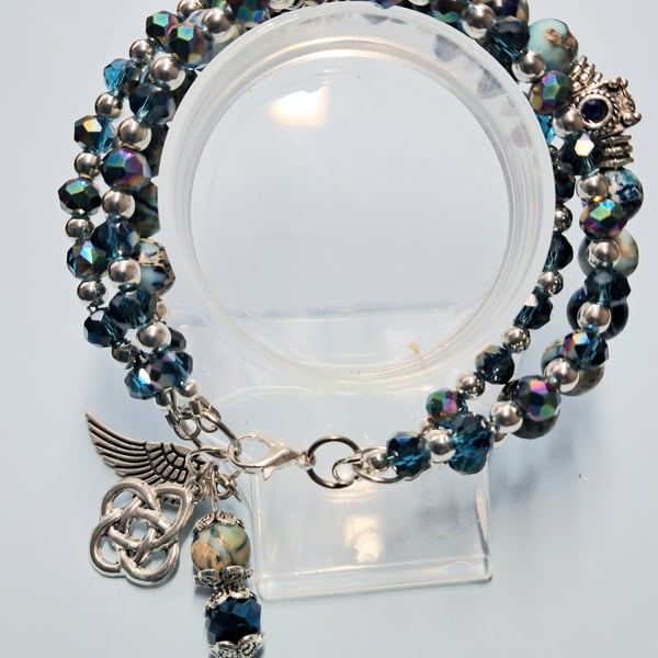 Handmade Three Strand Stack Jasper Bracelet 