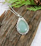 Green Aventurine Necklace, Sterling Silver & Copper Artisan Pendant