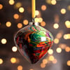 Double rainbow marbled ceramic Christmas bauble drop decoration 