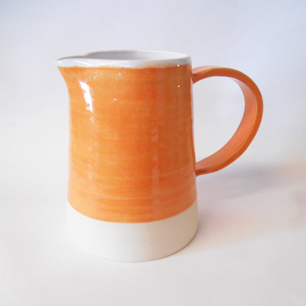  Jug Ceramic Bright Orange glazed Classic shape.