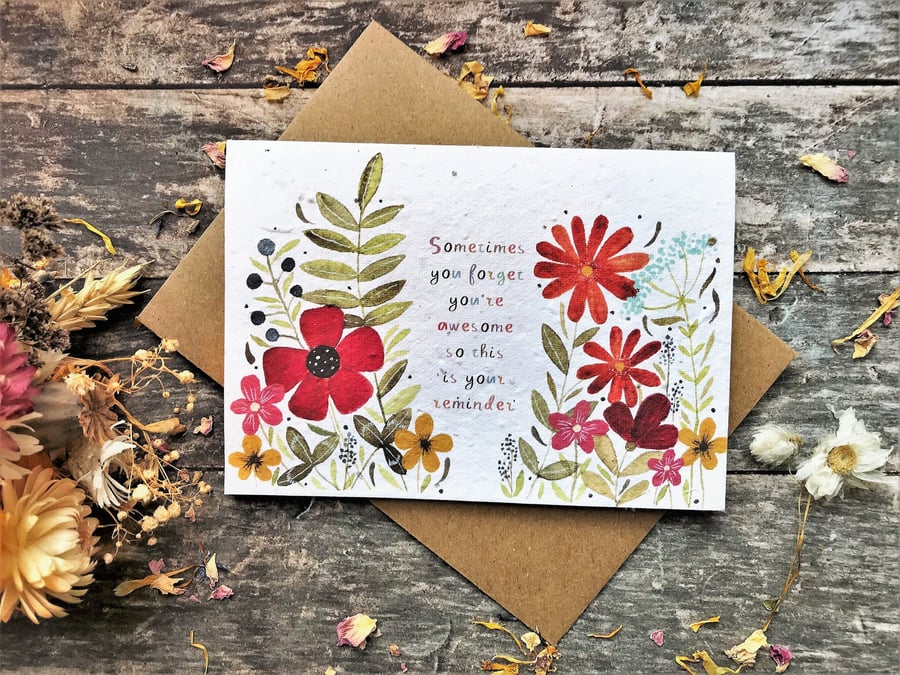 Plantable Seed Paper Greeting Cards, You're awesome card , Birthday card