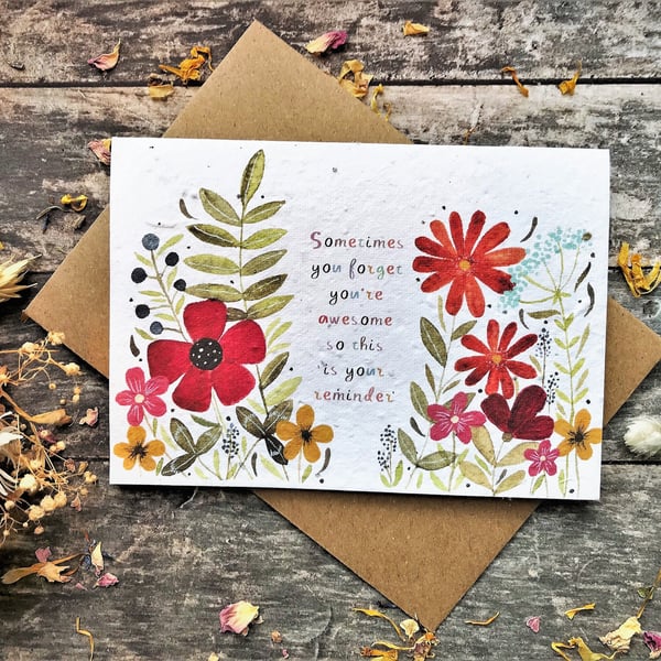 Plantable Seed Paper Greeting Cards, You're awesome card , Birthday card