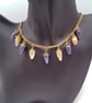 Purple and Cream Pearl Drop Beads on a Gold Plated Chain Necklace and Earrings - Image 6