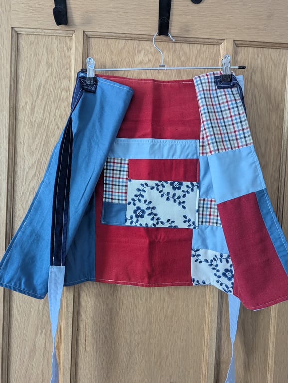 Apron - patchwork red, white, blue, 