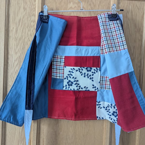 Apron - patchwork red, white, blue, 