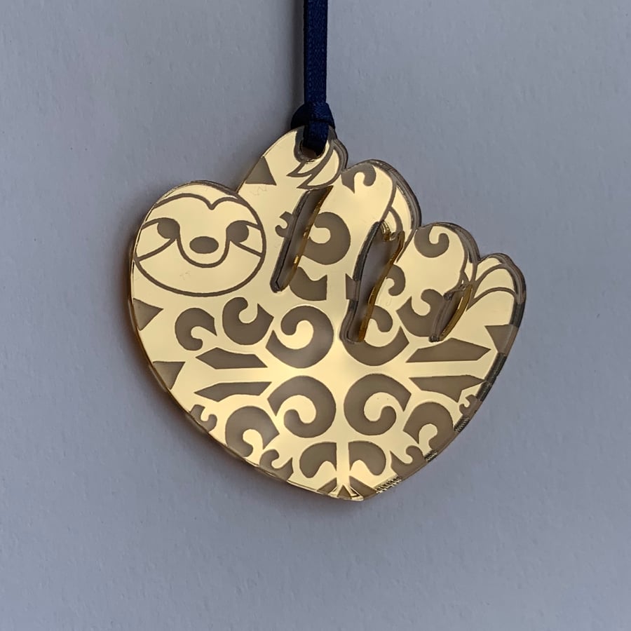 Gold mirrored acrylic sloth decoration