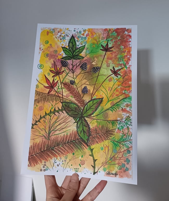 A4 Art Print: Autumn Blackberries 