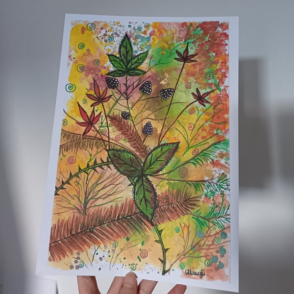 A4 Art Print: Autumn Blackberries 