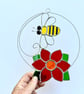 Stained Glass Bee and Flower Suncatcher - Handmade Window Decoration  - Image 2