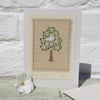 Bird in a Tree hand embroidered card delicate detailed work - a card to keep!