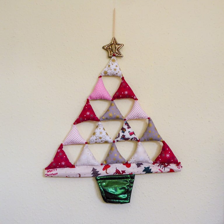 Hanging tree christmas fabric designs decoration.