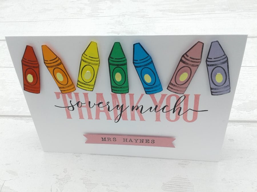 Teacher thank you cards. Personalised. Teaching Assistants. Nursery. Set of 4.