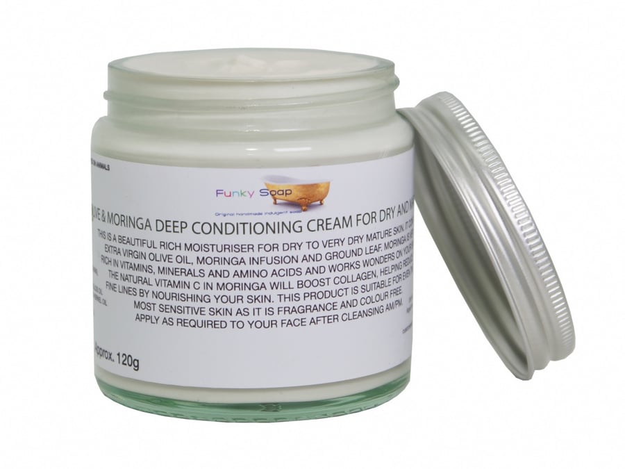 Olive & Moringa Deep Conditioning Cream For Dry And Mature Skin, Glass Tub Of 
