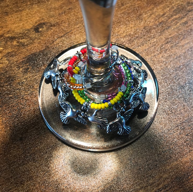 Set of Six Romantic Beaded Wine Glass Markers w... Folksy