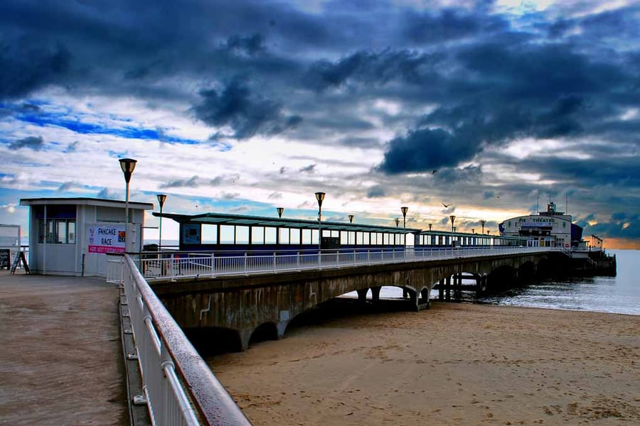 Bournemouth Pier And Beach Dorset England UK 18"X12" Print