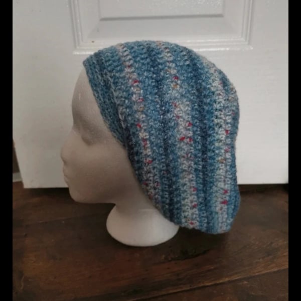 Hand crochet Slouch Beanie excellent for thicker, longer hair and Dreadlocks. 