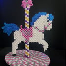 3d carousel horse ornament made out of hama beads