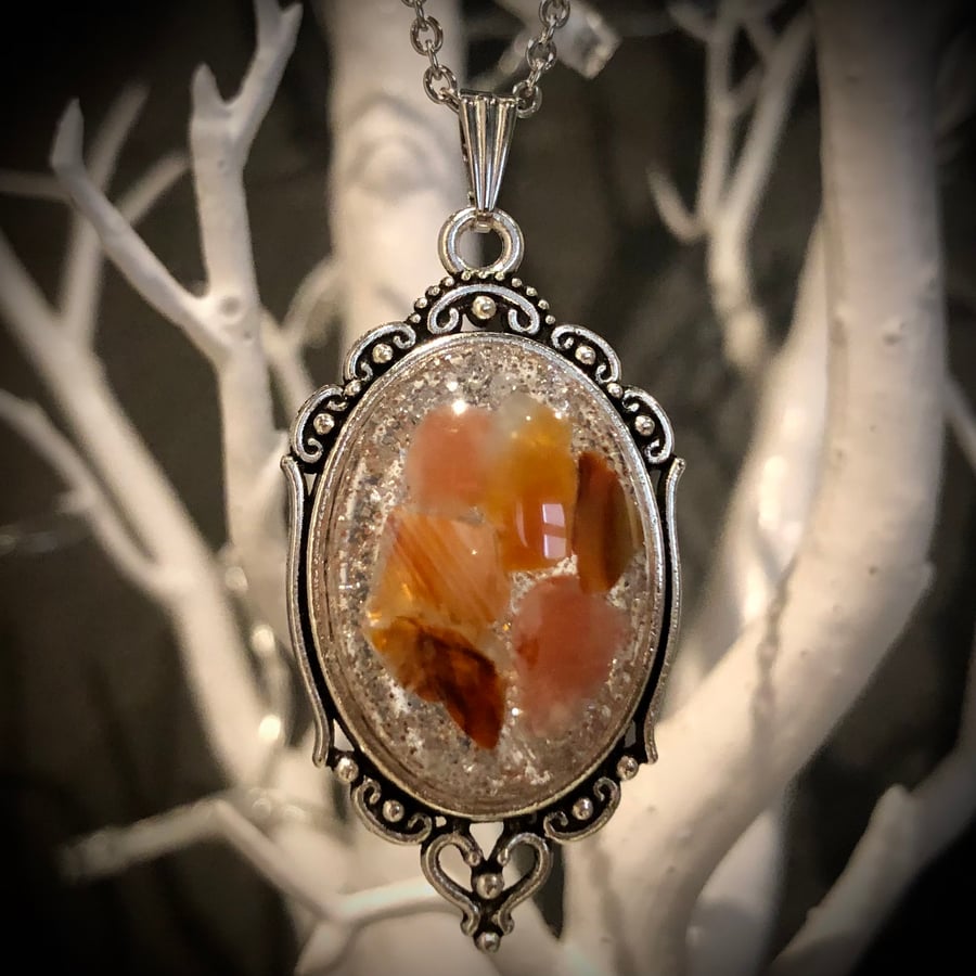 Carnelian Crystal Energy Pendant - classical design