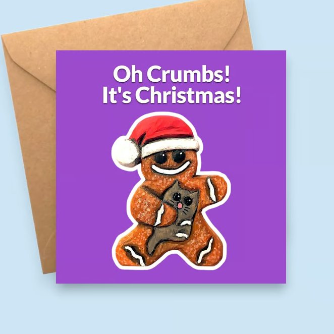 Gingerbread Man Christmas Card - Oh Crumbs It's Christmas
