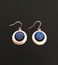 Round Satin Silver Matt Earrings with Royal Blue Centres - Image 5