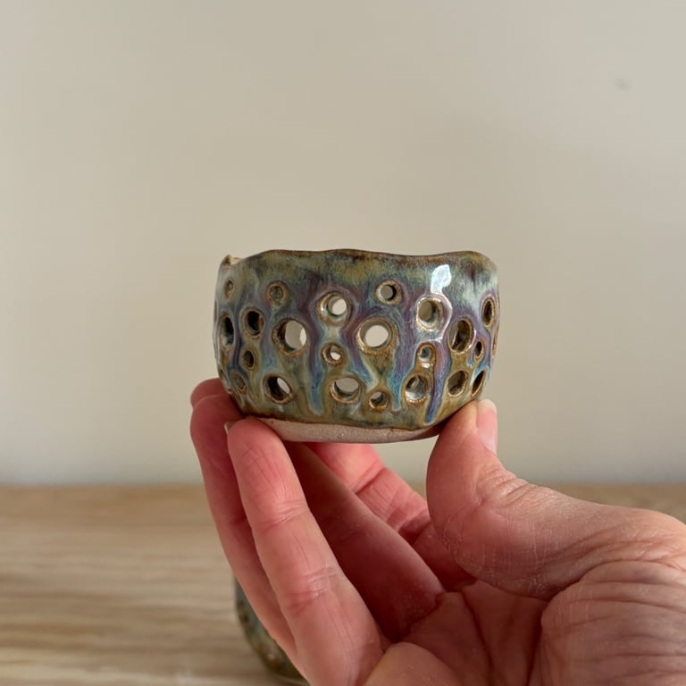 Handmade ceramic tealight holder