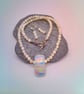 White Cats Eye Bead and an Iridescent Centre Necklace and Earrings, Gift for Her - Image 10