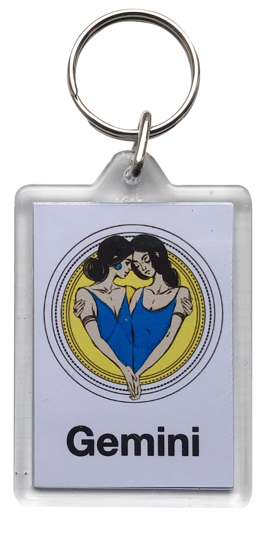 Gemini Keyring with 50 x 35mm Insert - The Twins (22nd May - 21st June) 