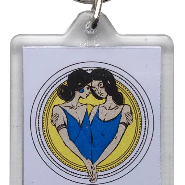 Gemini Keyring with 50 x 35mm Insert - The Twins (22nd May - 21st June) 