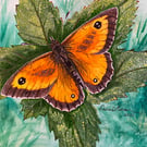 Stunning, original watercolour of a Gatekeeper butterfly 