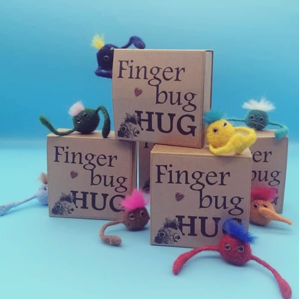 Needle felted Finger Bug Hug gift