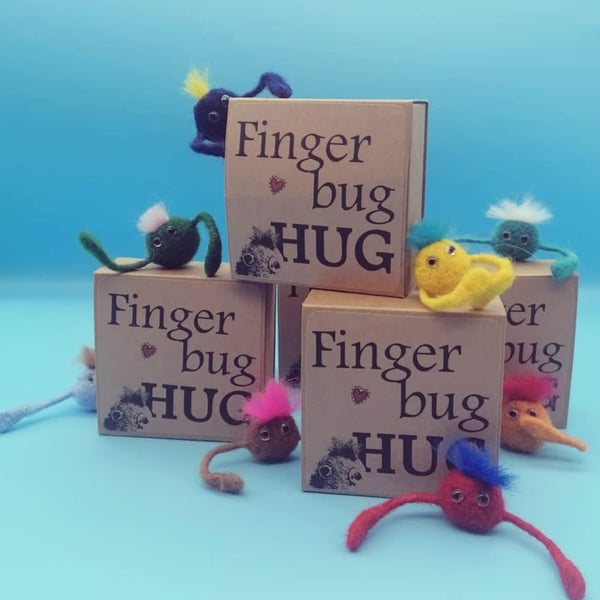 Needle felted Finger Bug Hug gift