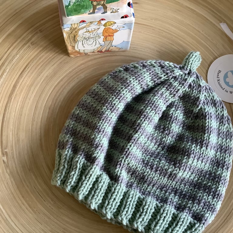 Hand Knitted Baby Hat 0-6 Months. 