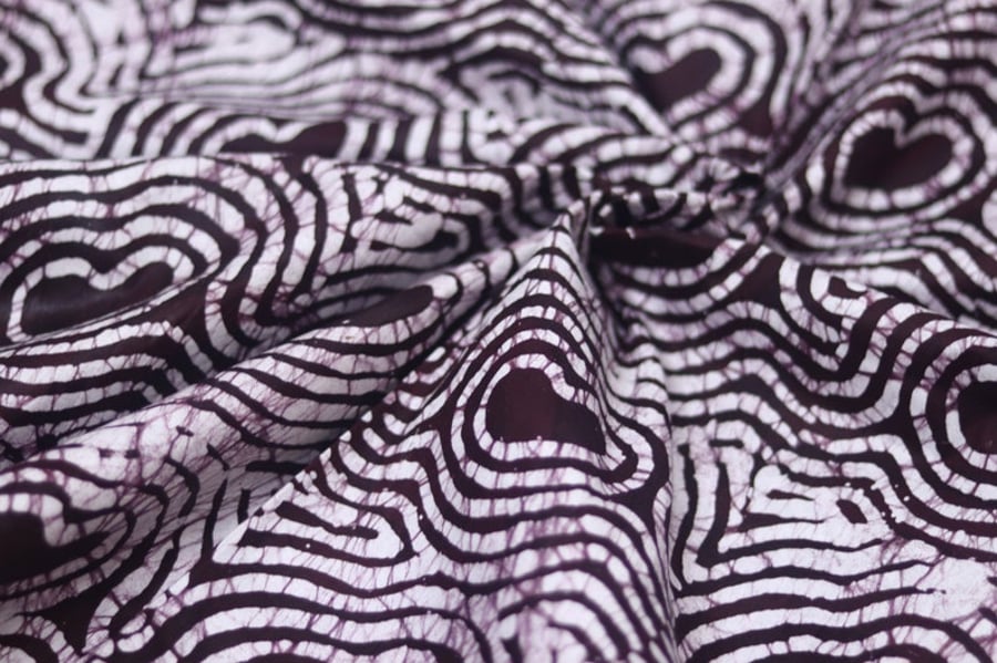 Ripple effect hand dyed batik fabric 