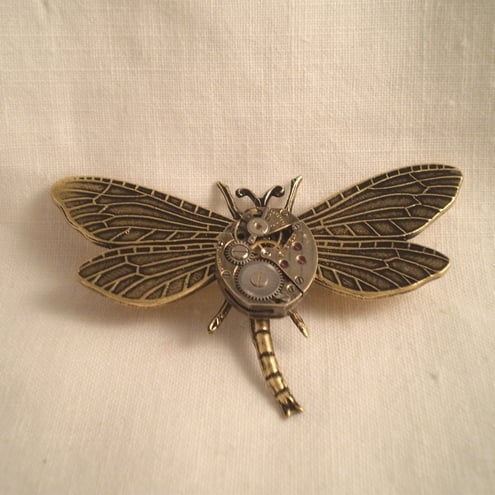 Steampunk Mechanical Dragonfly Brooch