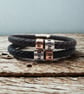40th Birthday Gift - Personalised Leather Bracelet - Dad Brother Son Husband - Image 1