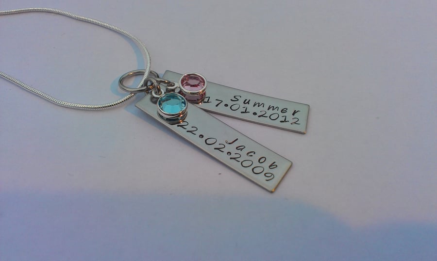 Hand stamped tag pendant