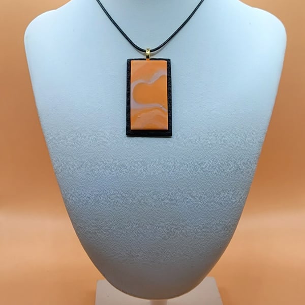 Handmade Rectangle Polymer Clay Pendant Necklace, Colourful Geometric Artisan Je