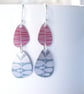 Pebble shaped mid century style red drop leaf earrings - Image 2
