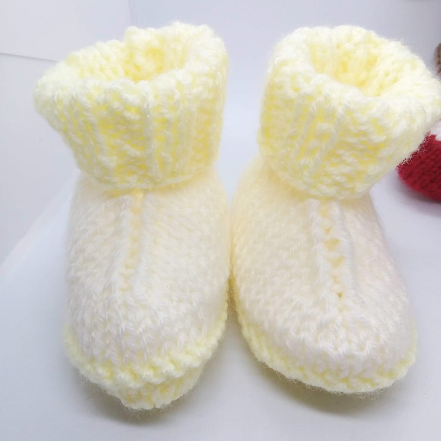 Baby's Lemon and White Boots, Boots for 0 - 6 Months, Baby Shower Gift